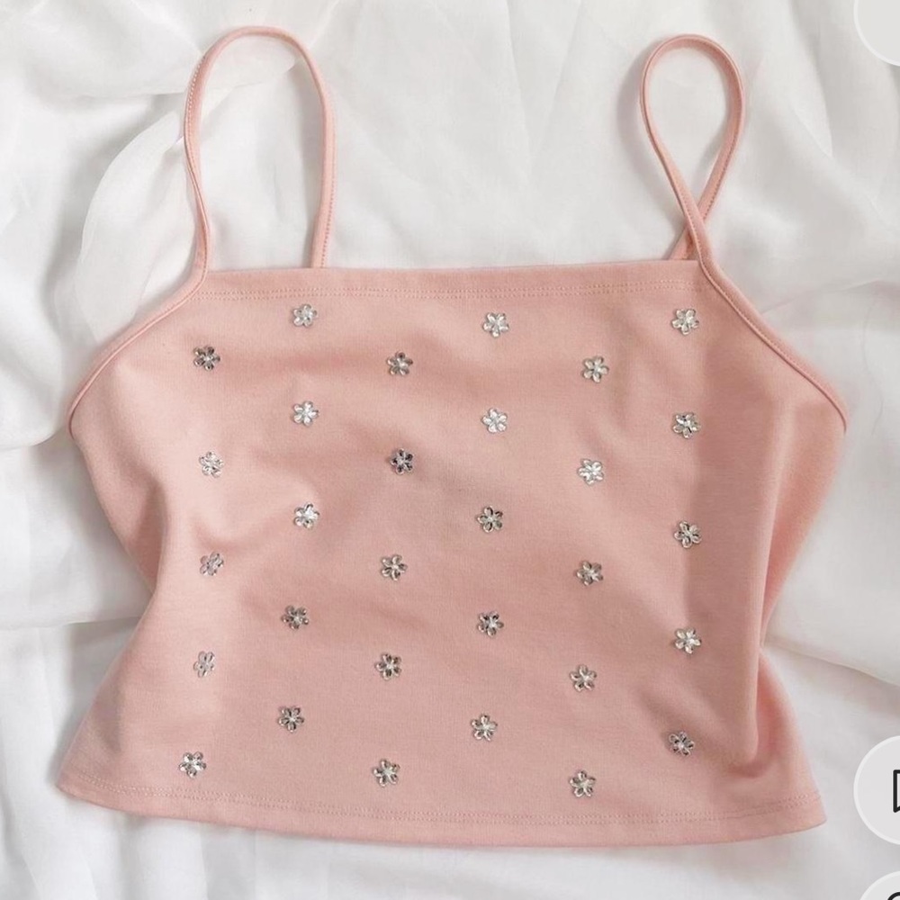Urban Outfitters Rhinestone Flower Crop Top